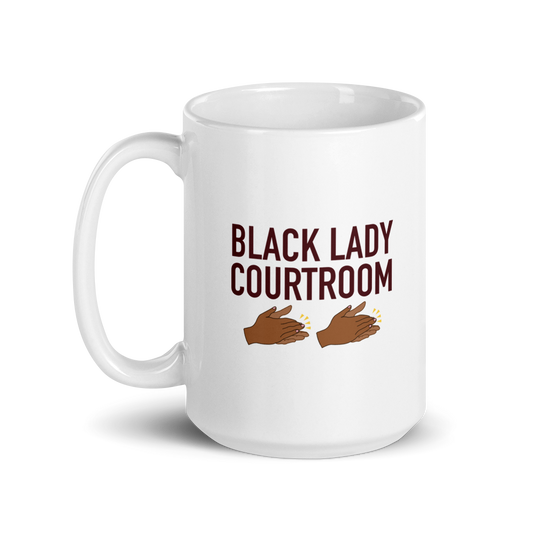 A Black Lady Sketch Show Black Lady Courtroom White Mug