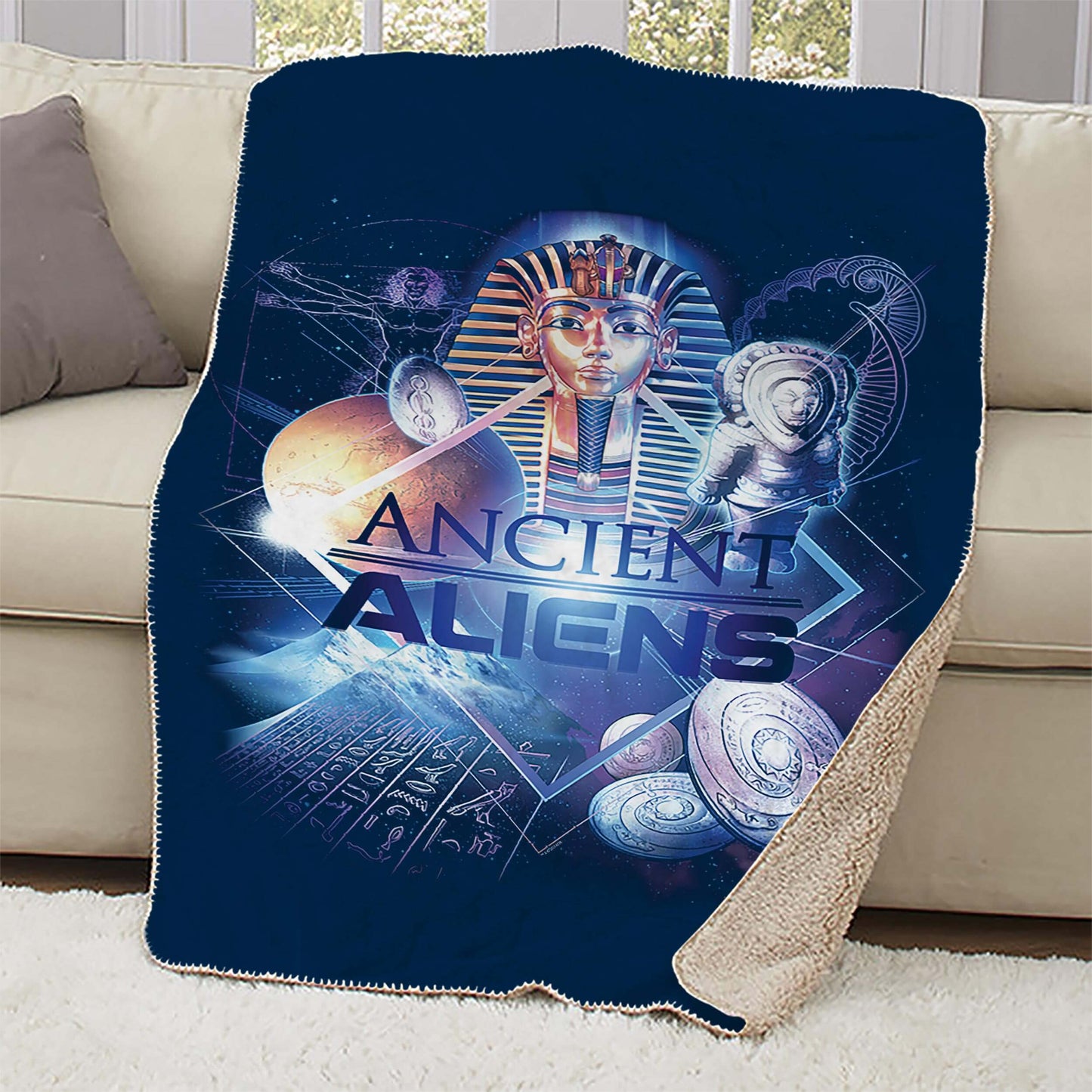 Ancient Aliens History of Man Sherpa Blanket