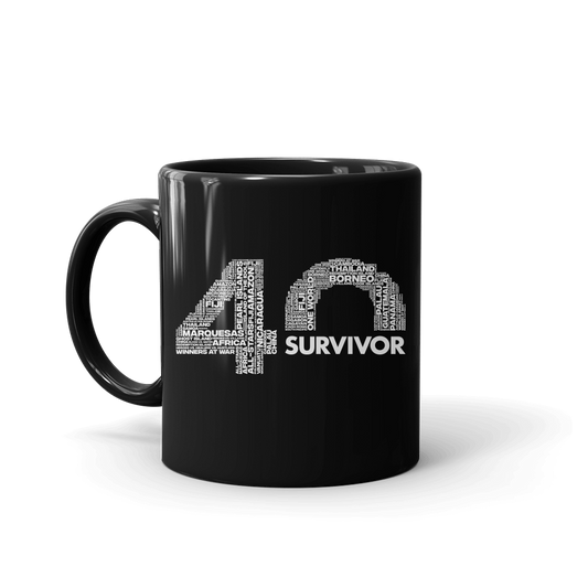Survivor 40th Season Anniversary Logo Black Mug