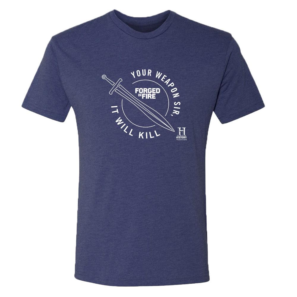 HISTORY Forged in Fire Series It Will Kill Crest Sword Men's Tri-Blend Short Sleeve T-Shirt