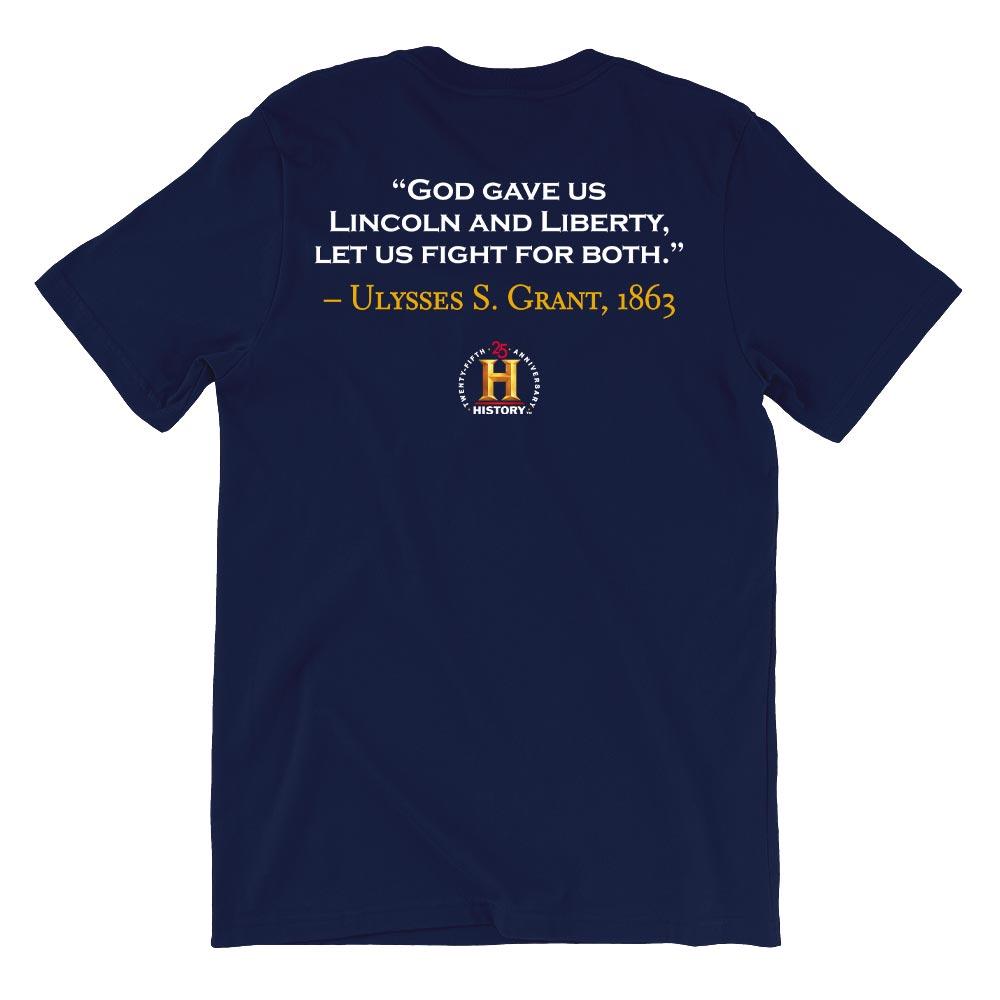 Ulysses S. Grant Lincoln and Liberty Quote and Portrait Adult Short Sleeve T-Shirt