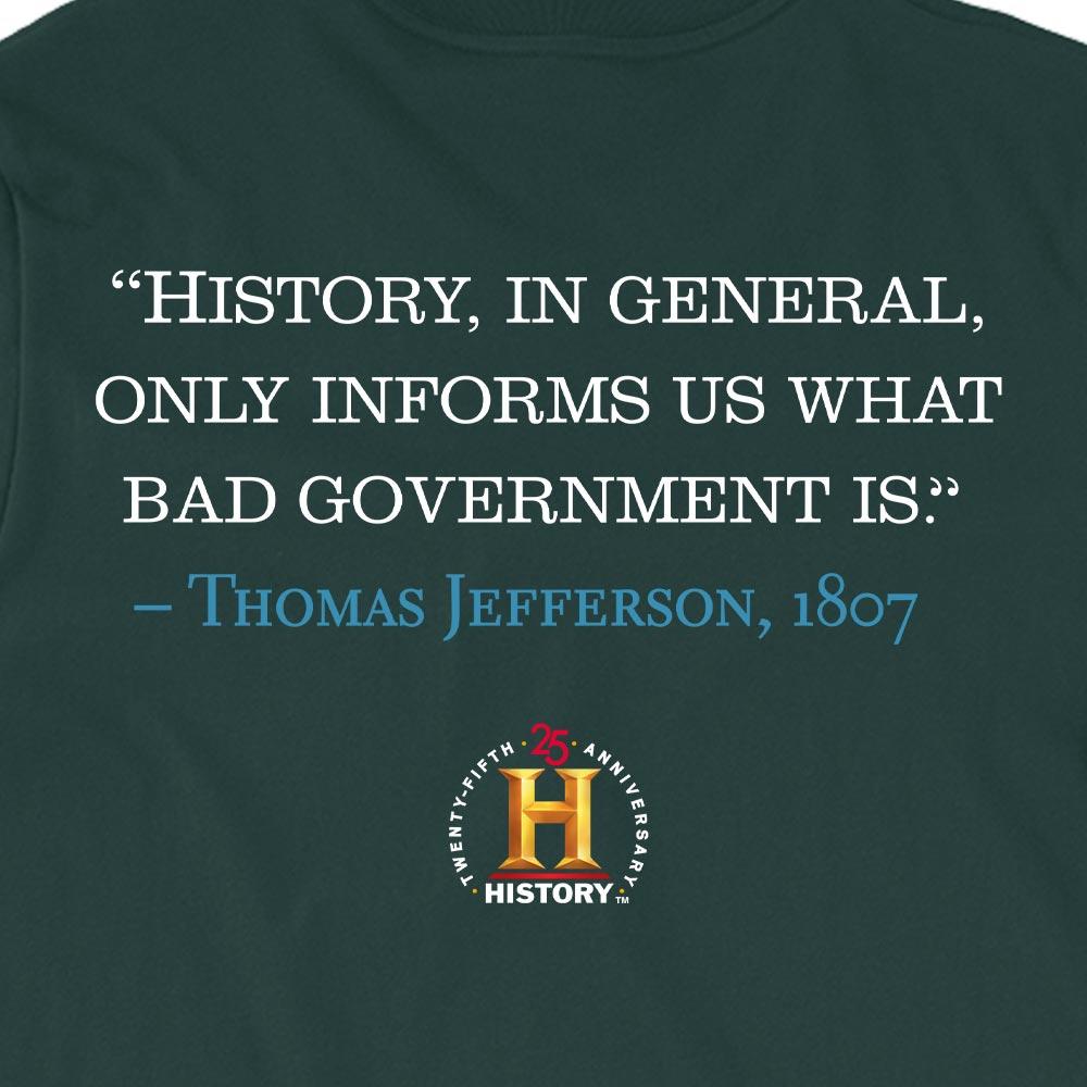 Thomas Jefferson Bad Government Quote and Portrait Adult Short Sleeve T-Shirt