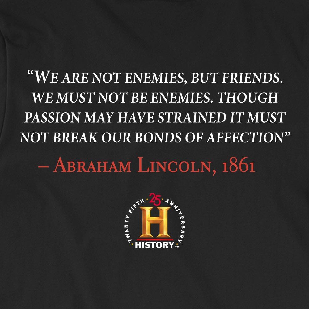 Abraham Lincoln Not Enemies But Friends Quote and Portrait Adult Short Sleeve T-Shirt