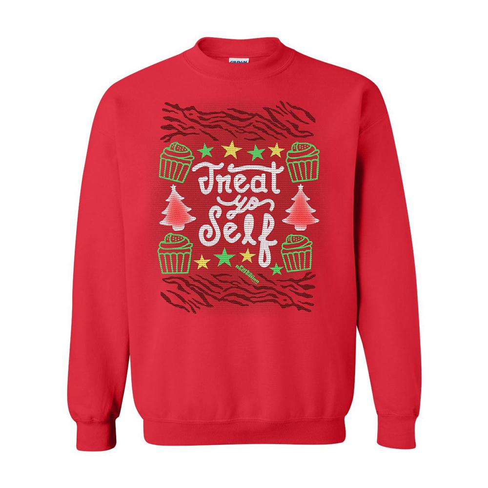 Parks and Recreation Treat Yo Self Ugly Christmas Sweatshirt