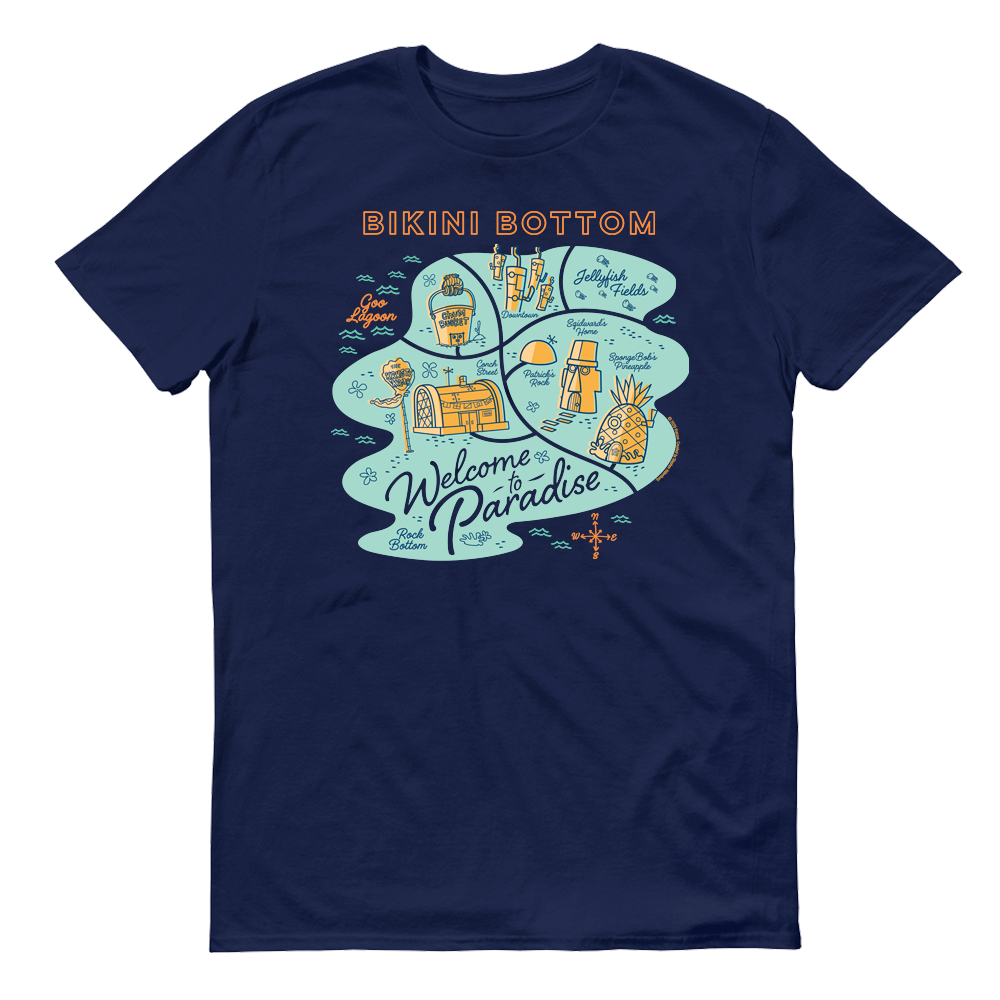 SpongeBob SquarePants Welcome to Paradise Adult Short Sleeve T-Shirt - SpongeBob SquarePants Official Shop