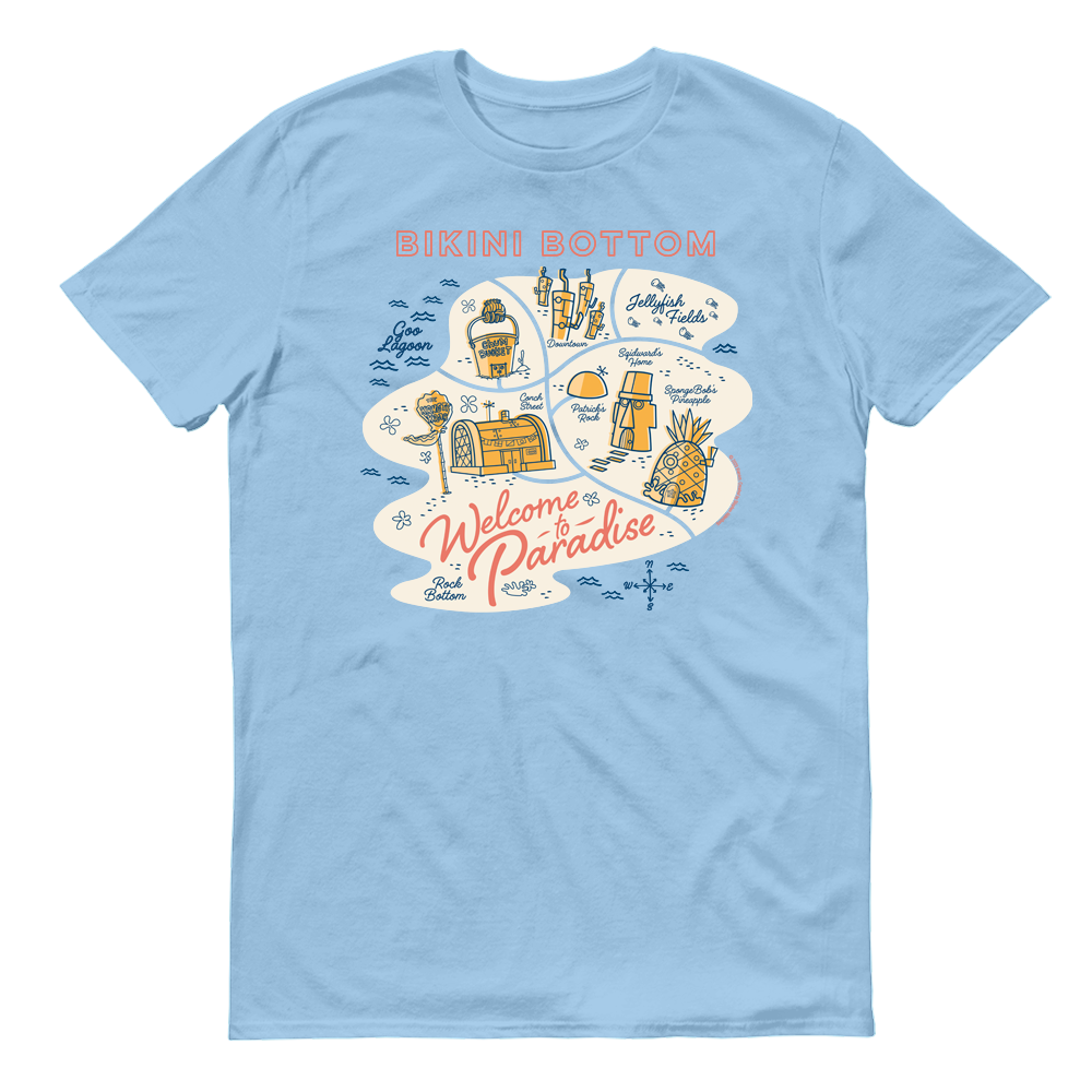 SpongeBob SquarePants Welcome to Paradise Adult Short Sleeve T-Shirt - SpongeBob SquarePants Official Shop