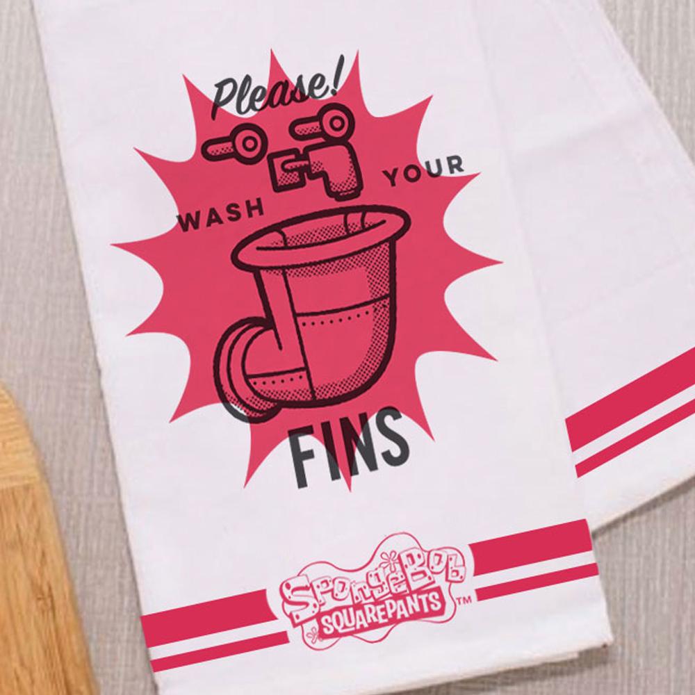 SpongeBob SquarePants Wash Your Fins Hand Towel - SpongeBob SquarePants Official Shop