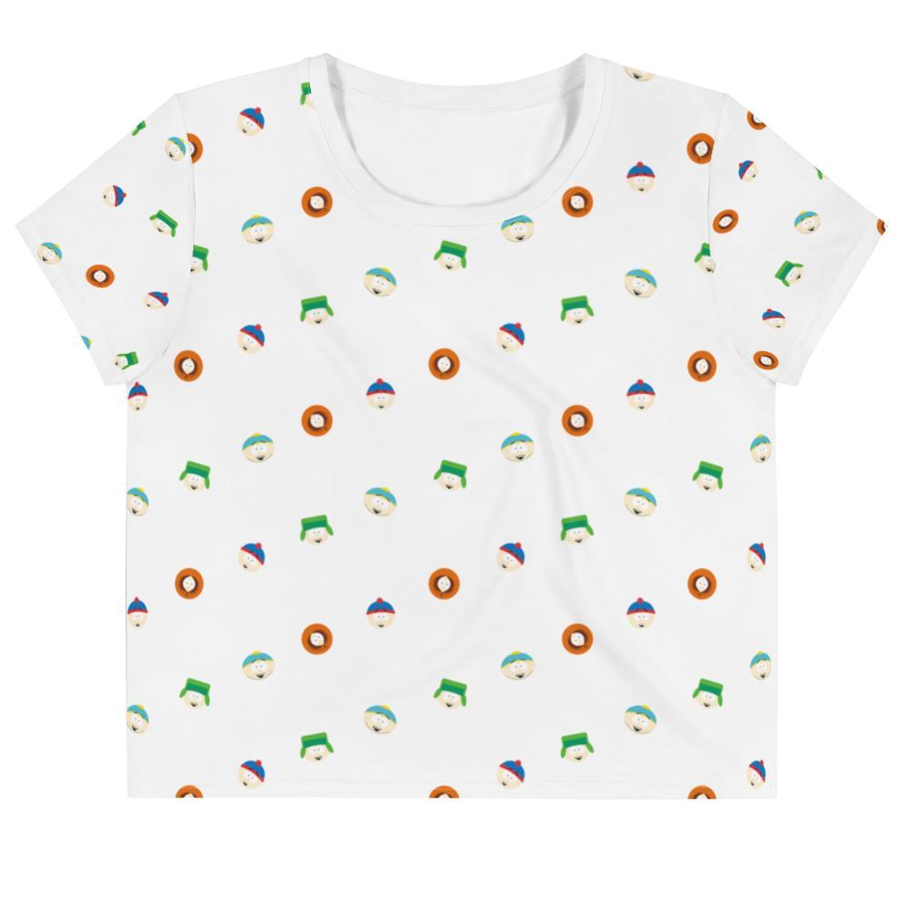South Park Character Faces Women's All-Over Print Crop T-Shirt