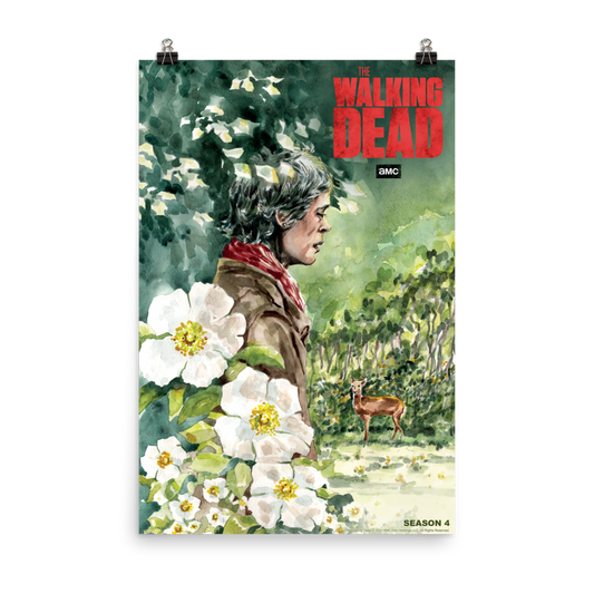 11 Weeks of TWD – Season 4 by Christine Norrie Premium Satin Poster