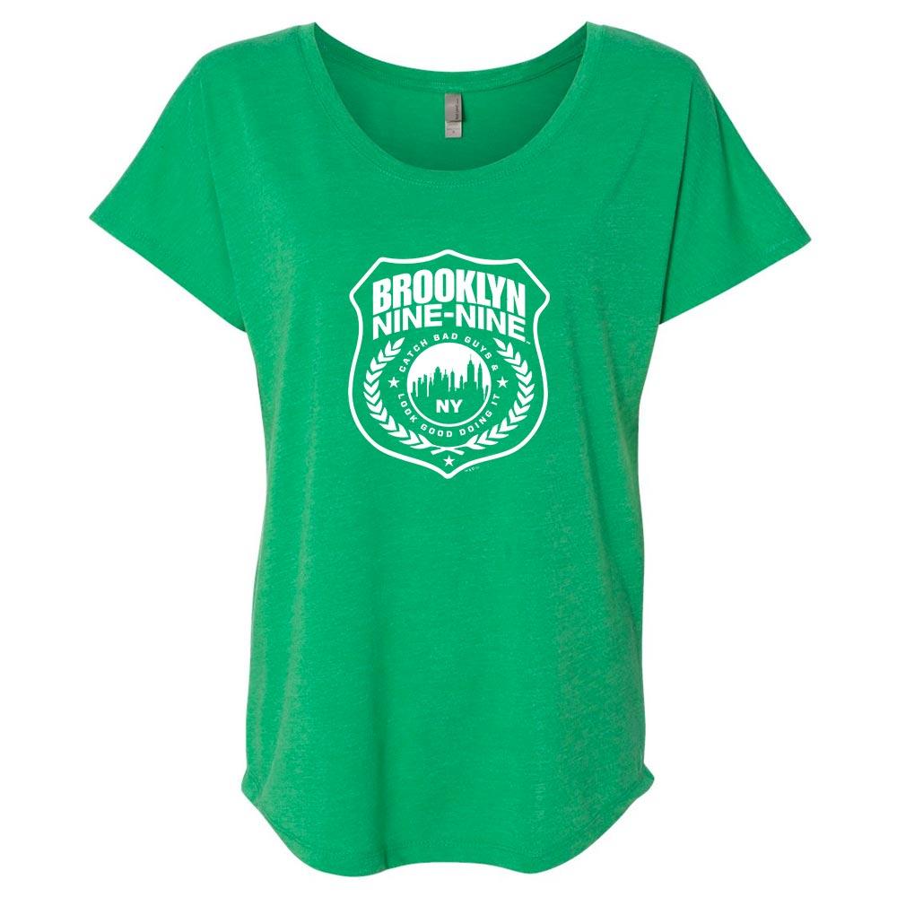 Brooklyn Nine-Nine Badge St. Patrick's Day Women's Tri-Blend Dolman T-Shirt