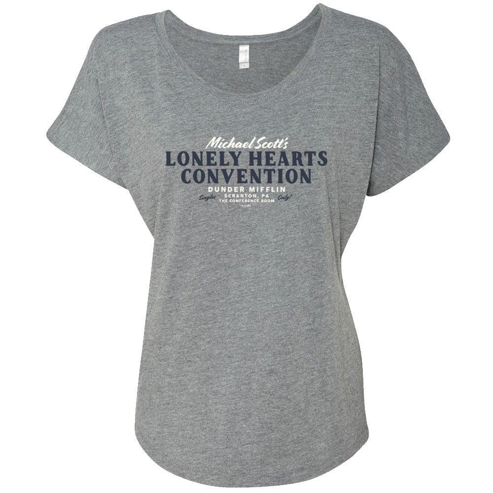 The Office Michael Scott Lonely Hearts Convention Women's Tri-Blend Dolman T-Shirt