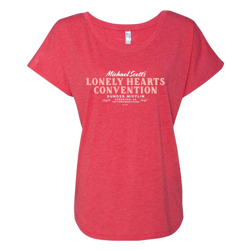 The Office Michael Scott Lonely Hearts Convention Women's Tri-Blend Dolman T-Shirt