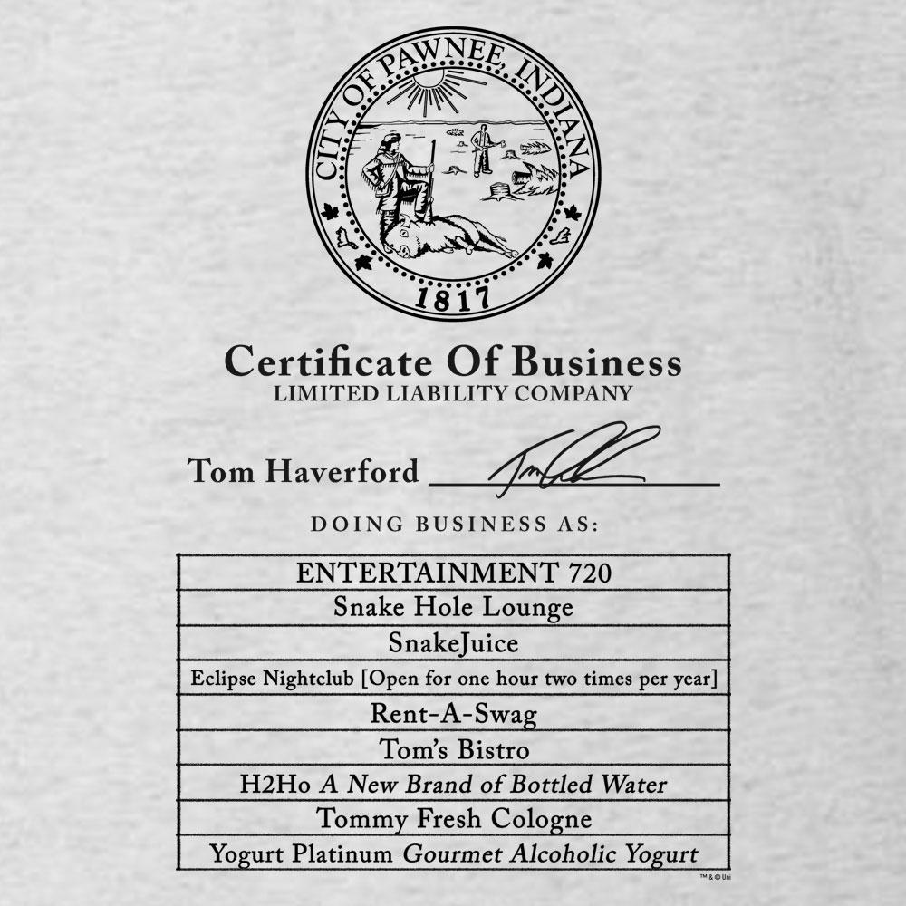 Parks and Recreation Certificate of Business Men's Tri-Blend Short Sleeve T-Shirt