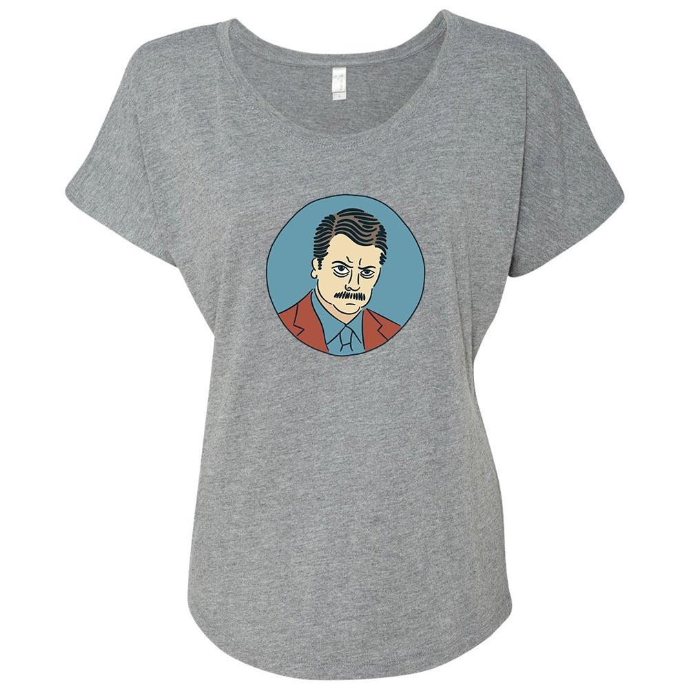 Parks and Recreation Ron Swanson Caricature Women's Tri-Blend Dolman T-Shirt