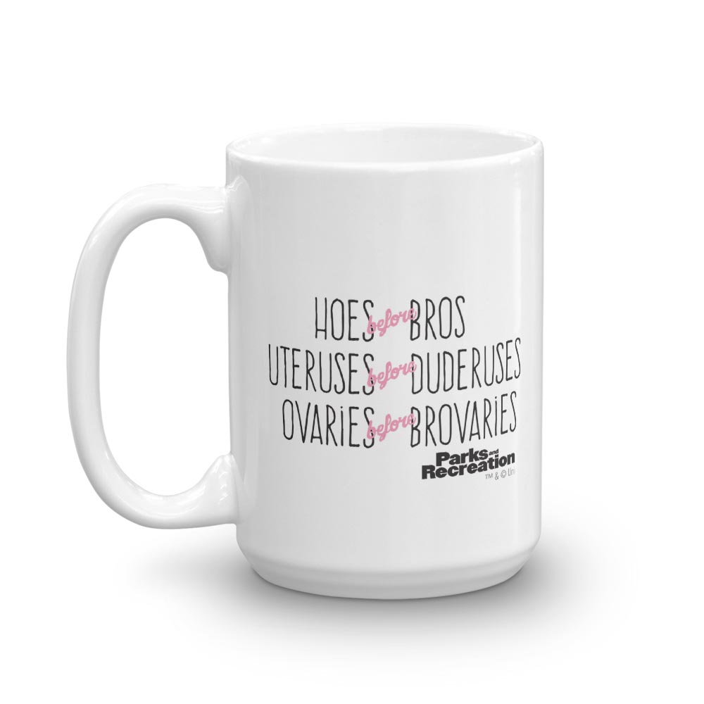 Parks and Recreation Personalized Hoes Before Bros White Mug
