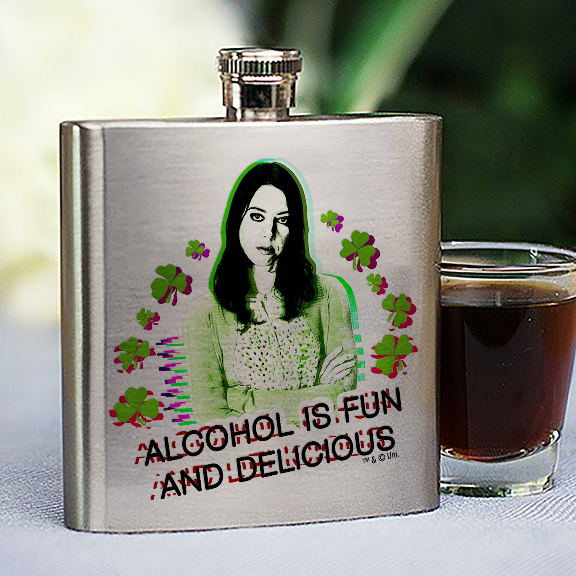 Parks and Recreation Alcohol is Fun and Delicious St. Patrick's Day Flask