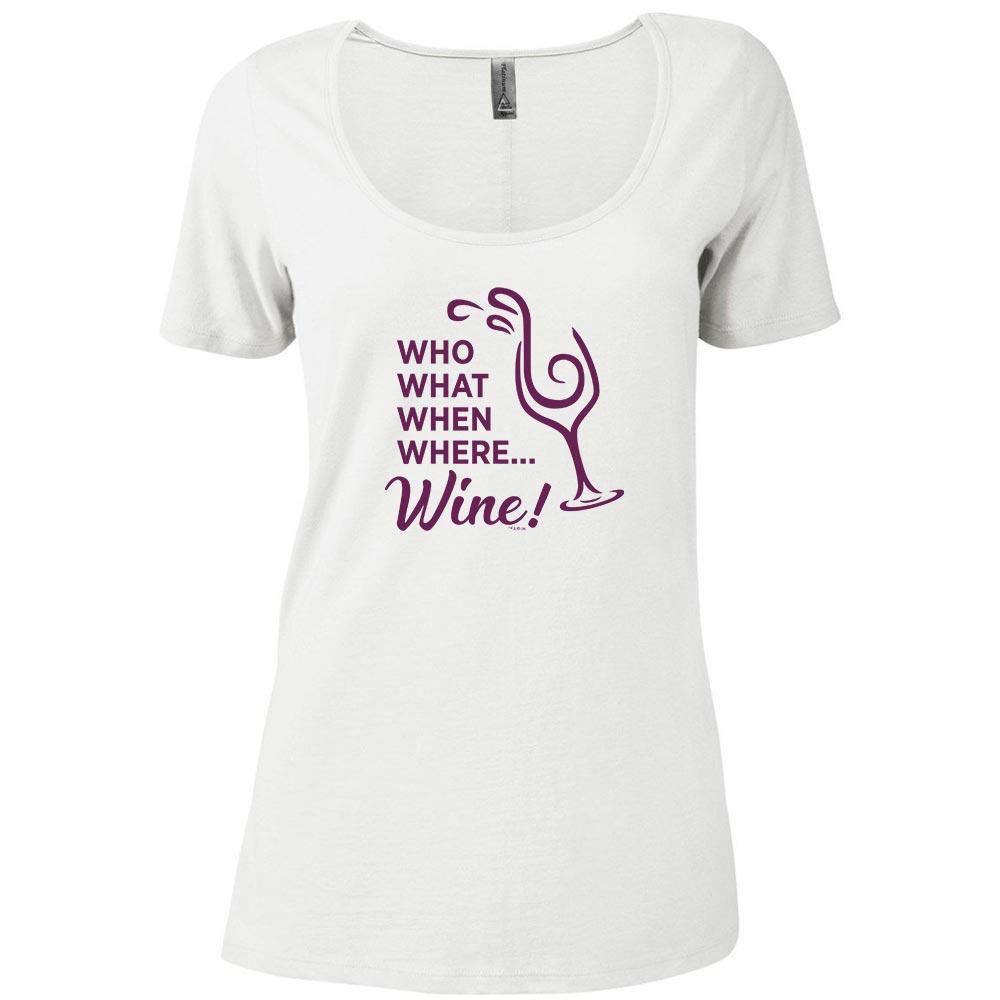 The Good Place Who What When Where Wine Women's Relaxed Scoop Neck T-Shirt