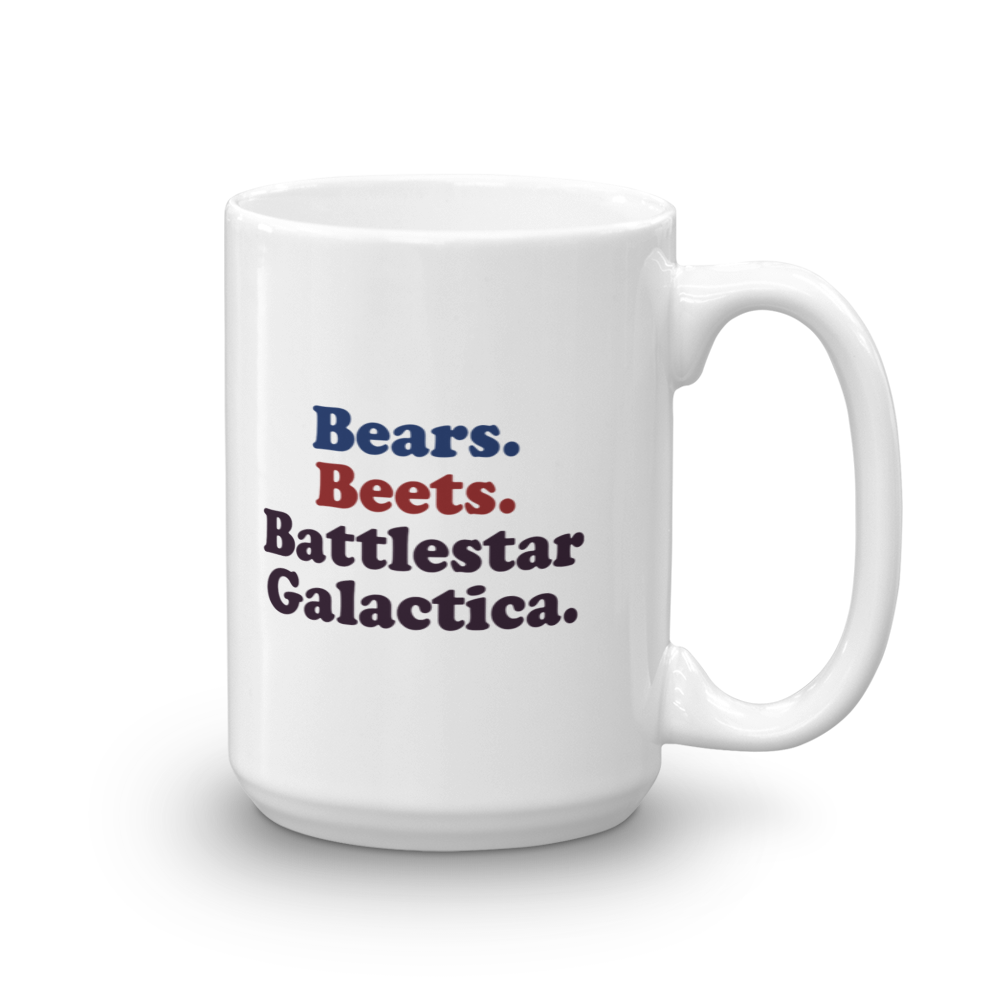 The Office Bears. Beets. Battlestar Galactica White Mug