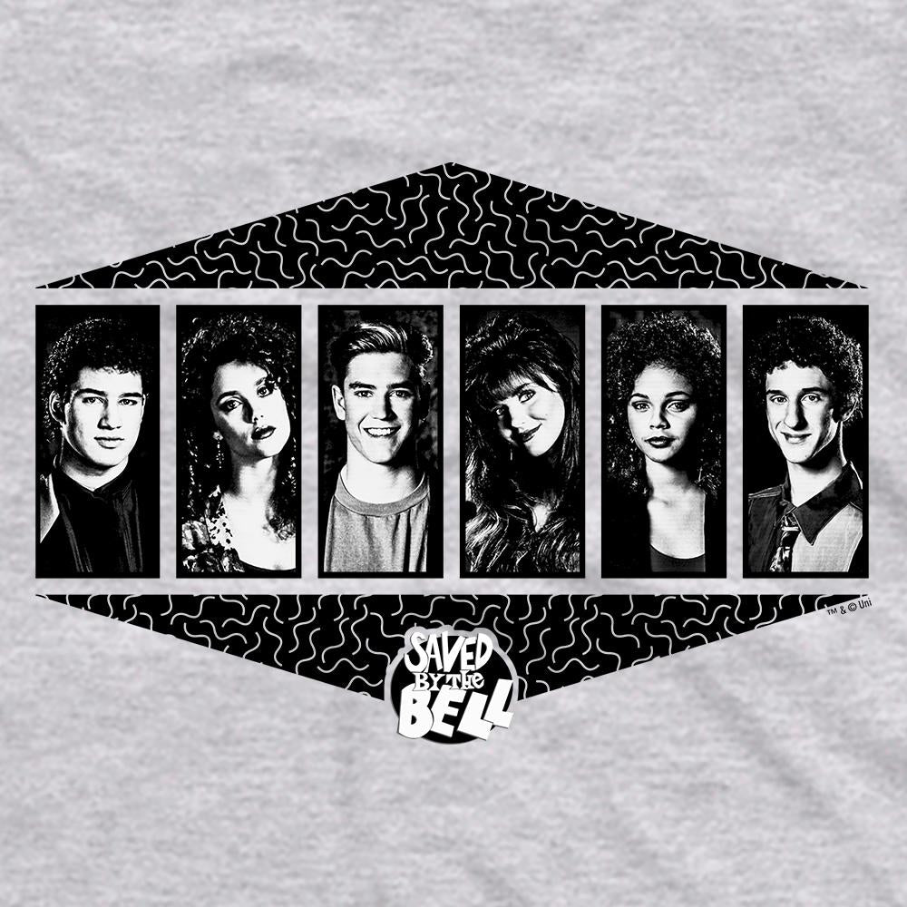 Saved By The Bell Black and White Cast Men's Short Sleeve T-Shirt