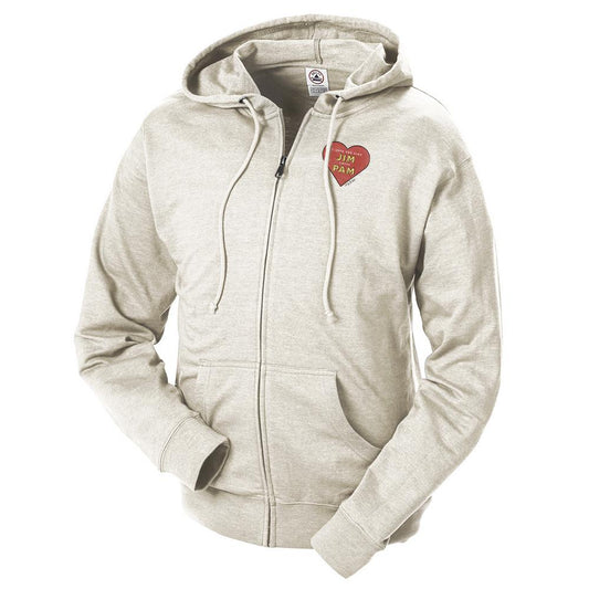 The Office Jim Loves Pam Lightweight Zip Up Hooded Sweatshirt-0