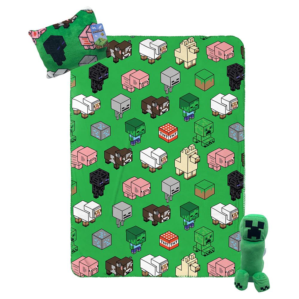 Minecraft 3Pc Throw/Pillowbuddy/Dec Pillow Set