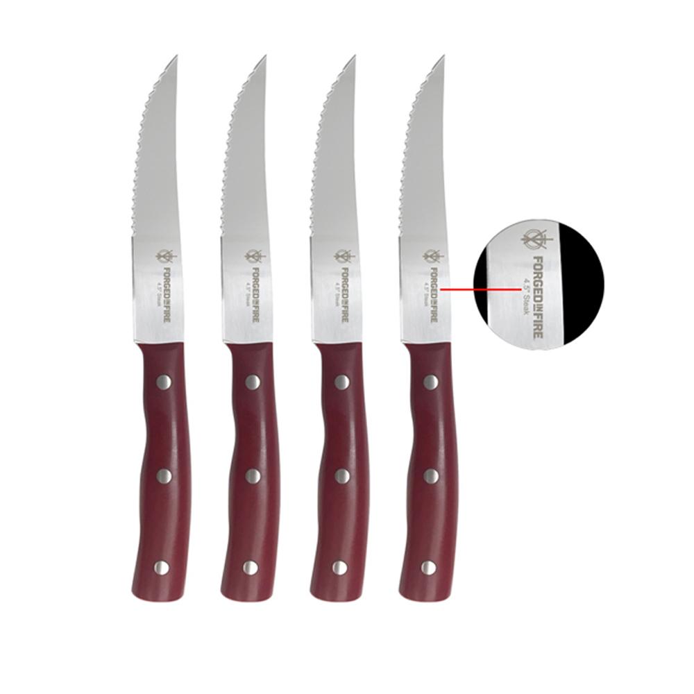 Forged in Fire 4.5 Inch Full Tang Steak Knife 4 Piece Set