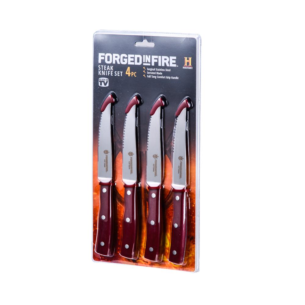 Forged in Fire 4.5 Inch Full Tang Steak Knife 4 Piece Set