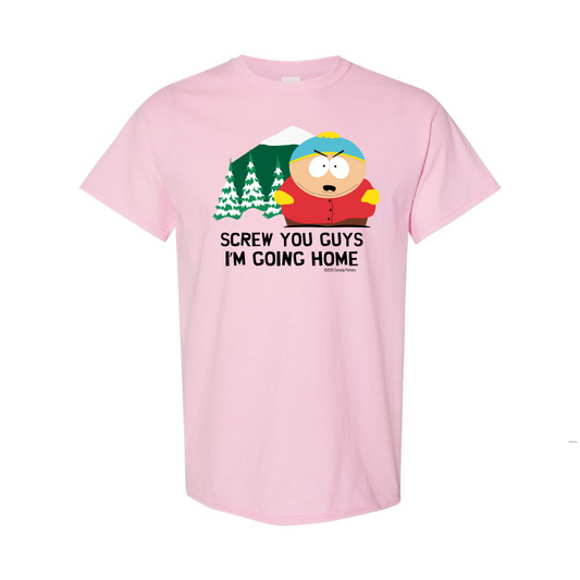 South Park Cartman Screw You Guys Pink Short Sleeve T-Shirt-0