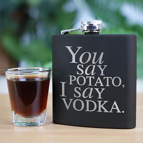 Will & Grace You Say Potato  I Say Vodka Engraved Flask