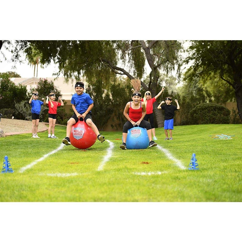 American Ninja Warrior™ Race Hop Ball Set - Set of 2 20" Hop Balls, Easy Air Hand Pump, 2-5' Start/Finish Lines