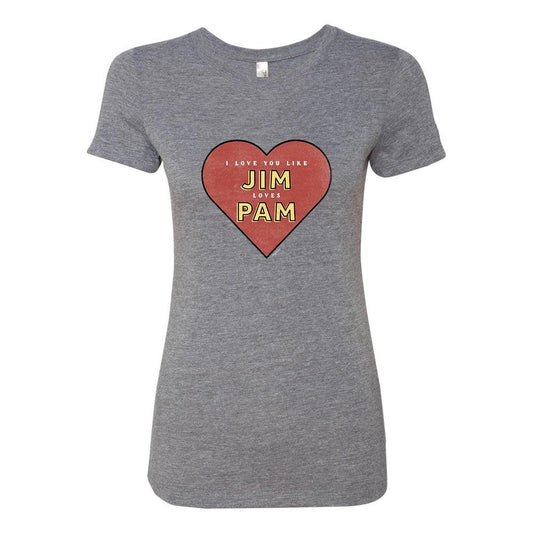 The Office Jim Loves Pam Women's Tri-Blend Short Sleeve T-Shirt-2