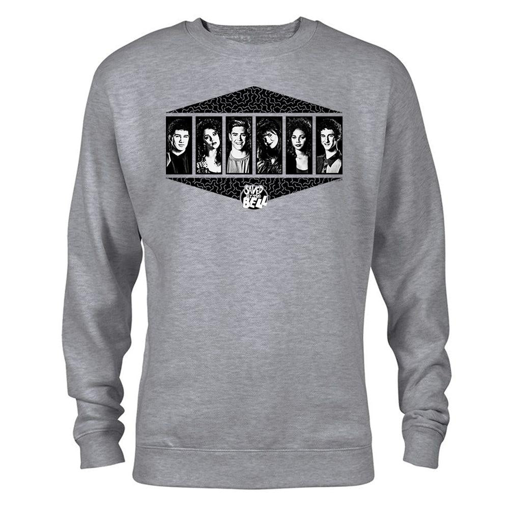 Saved By The Bell Black and White Cast Crew Neck Sweatshirt