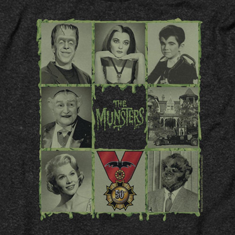 The Munsters Blocks Black Heather Short Sleeve T-Shirt