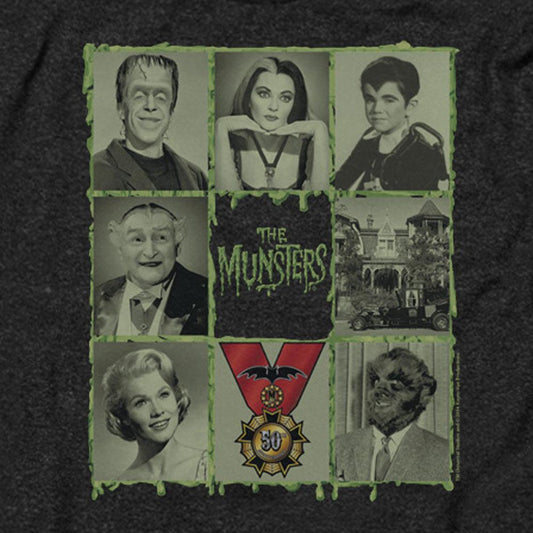 The Munsters Blocks Black Heather Short Sleeve T-Shirt-1