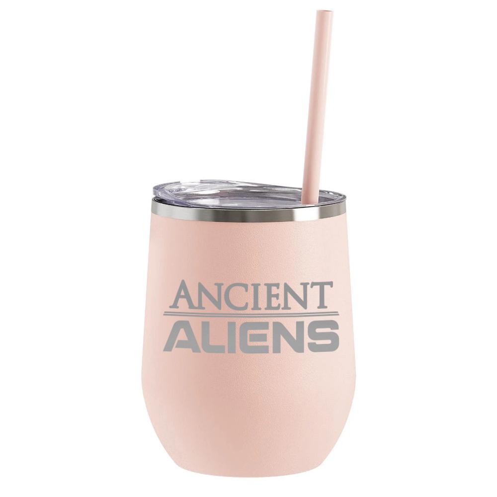 Ancient Aliens Logo Laser Engraved Wine Tumbler with Straw