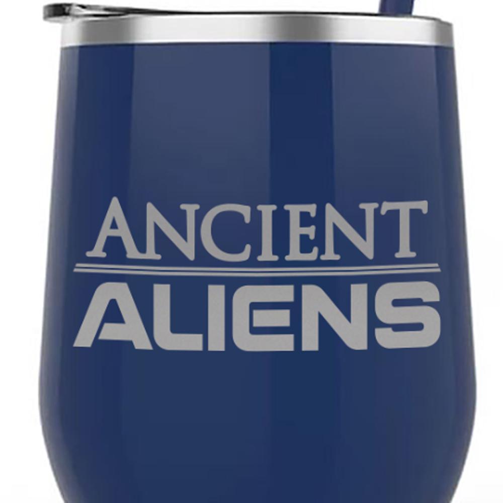 Ancient Aliens Logo Laser Engraved Wine Tumbler with Straw