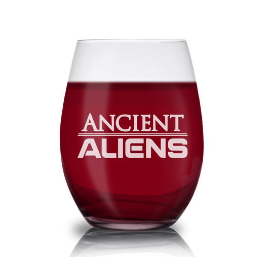 Ancient Aliens Logo Laser Engraved Stemless Wine Glass-0