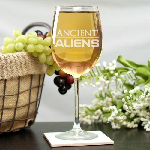 Ancient Aliens Logo Laser Engraved Wine Glass-0