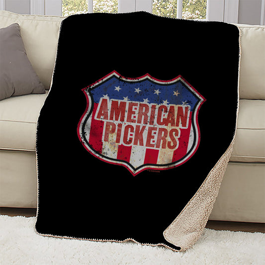 American Pickers Americana Sherpa Blanket-0