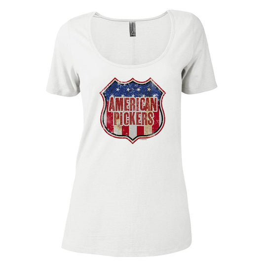 American Pickers Americana Women's Relaxed Scoop Neck T-Shirt-0