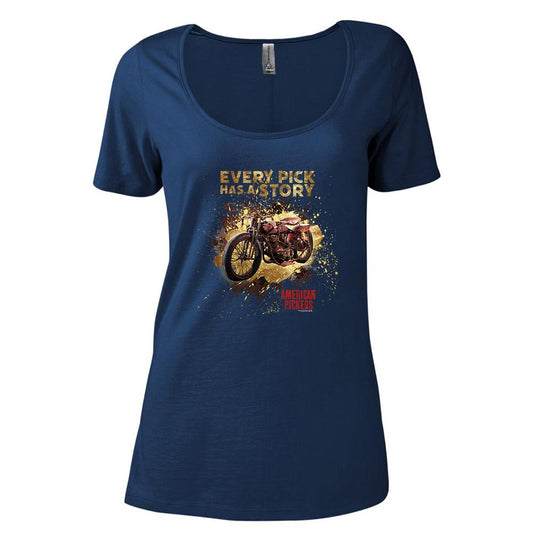 American Pickers Every Pick Has a Story Women's Relaxed Scoop Neck T-Shirt-0