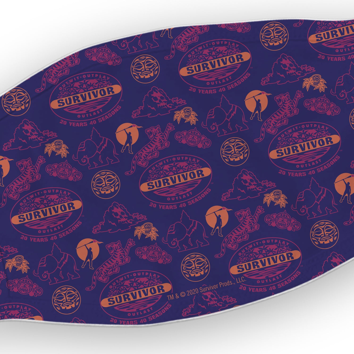 Survivor 20 Years 40 Seasons All Over Purple Logo Pattern Washable Face Mask | Official CBS Entertainment Store