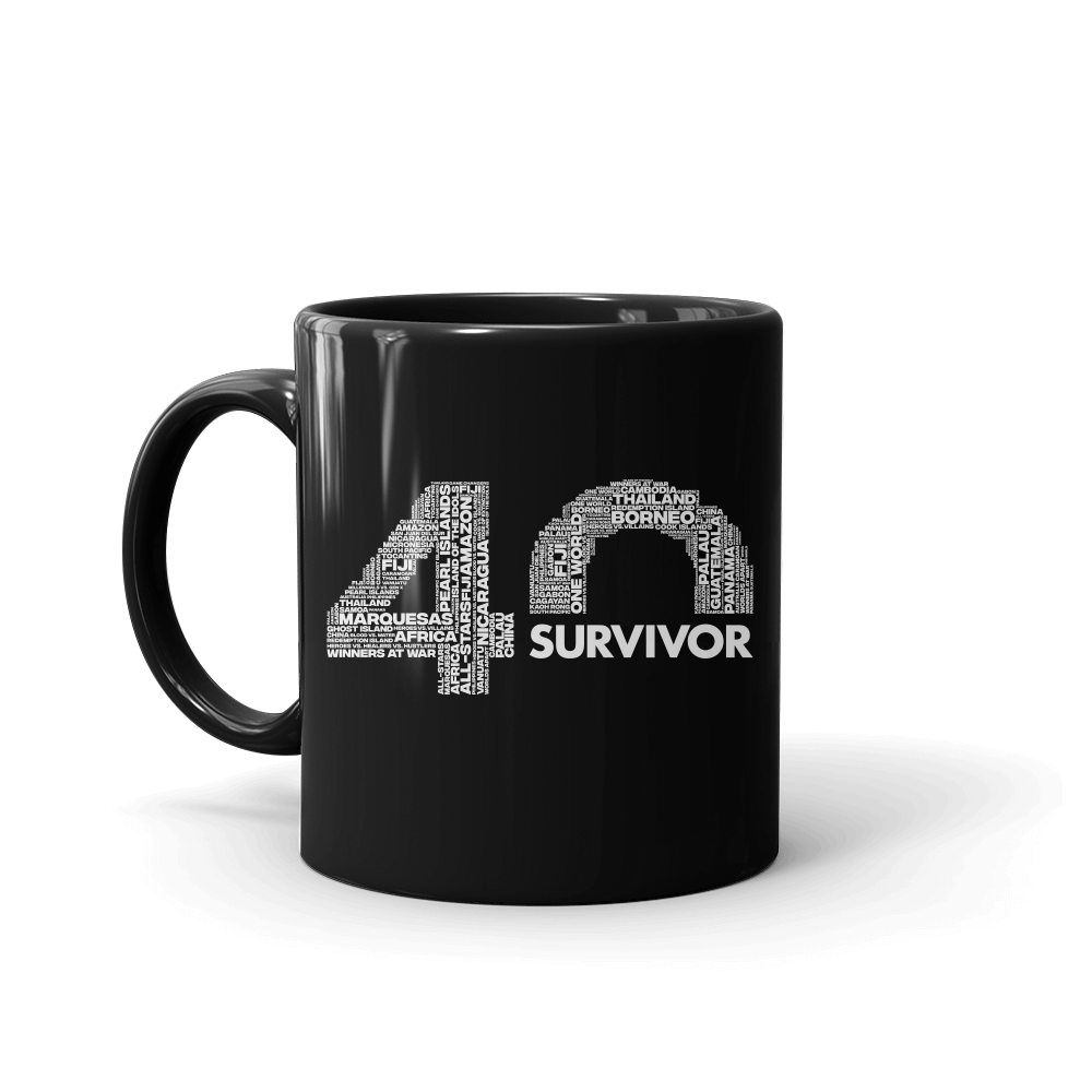 Survivor 40th Season Anniversary Logo Black Mug