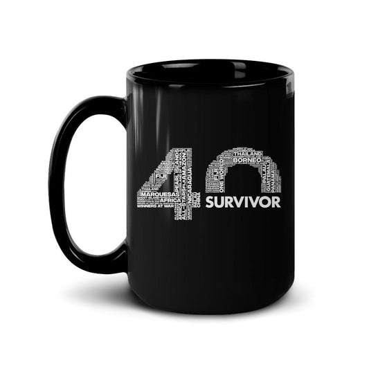 Survivor 40th Season Anniversary Logo Black Mug-2