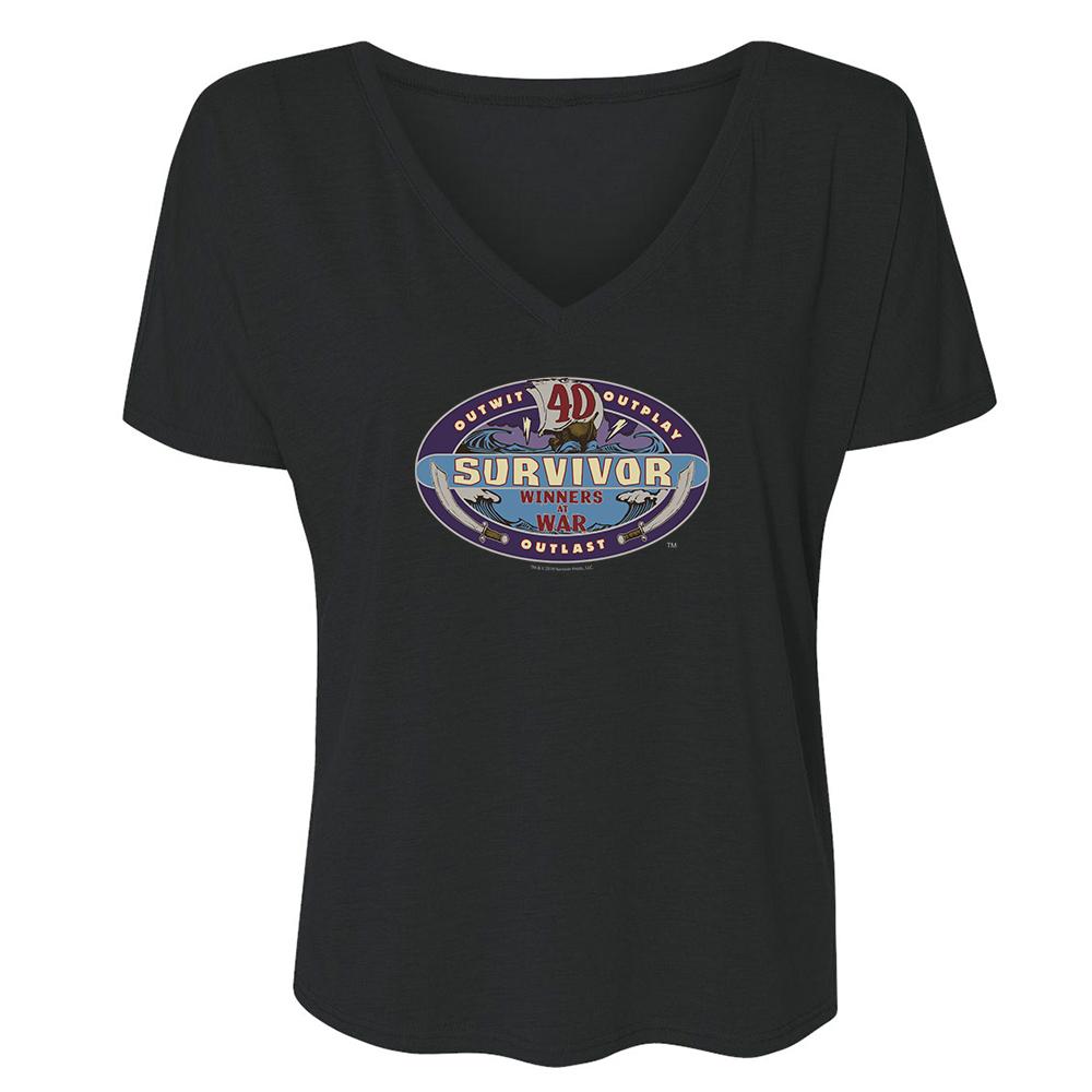 Survivor Season 40 Winners at War Logo Women's Relaxed V-Neck T-Shirt