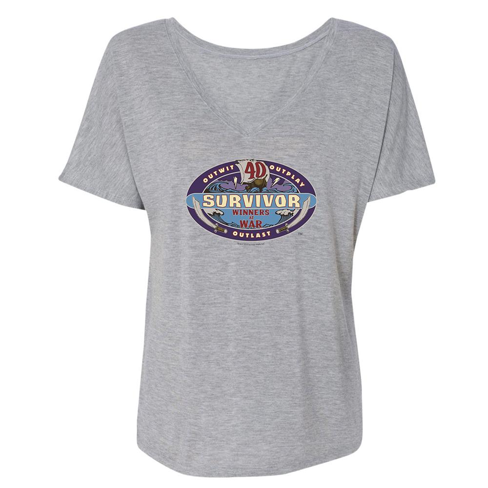 Survivor Season 40 Winners at War Logo Women's Relaxed V-Neck T-Shirt | Official CBS Entertainment Store