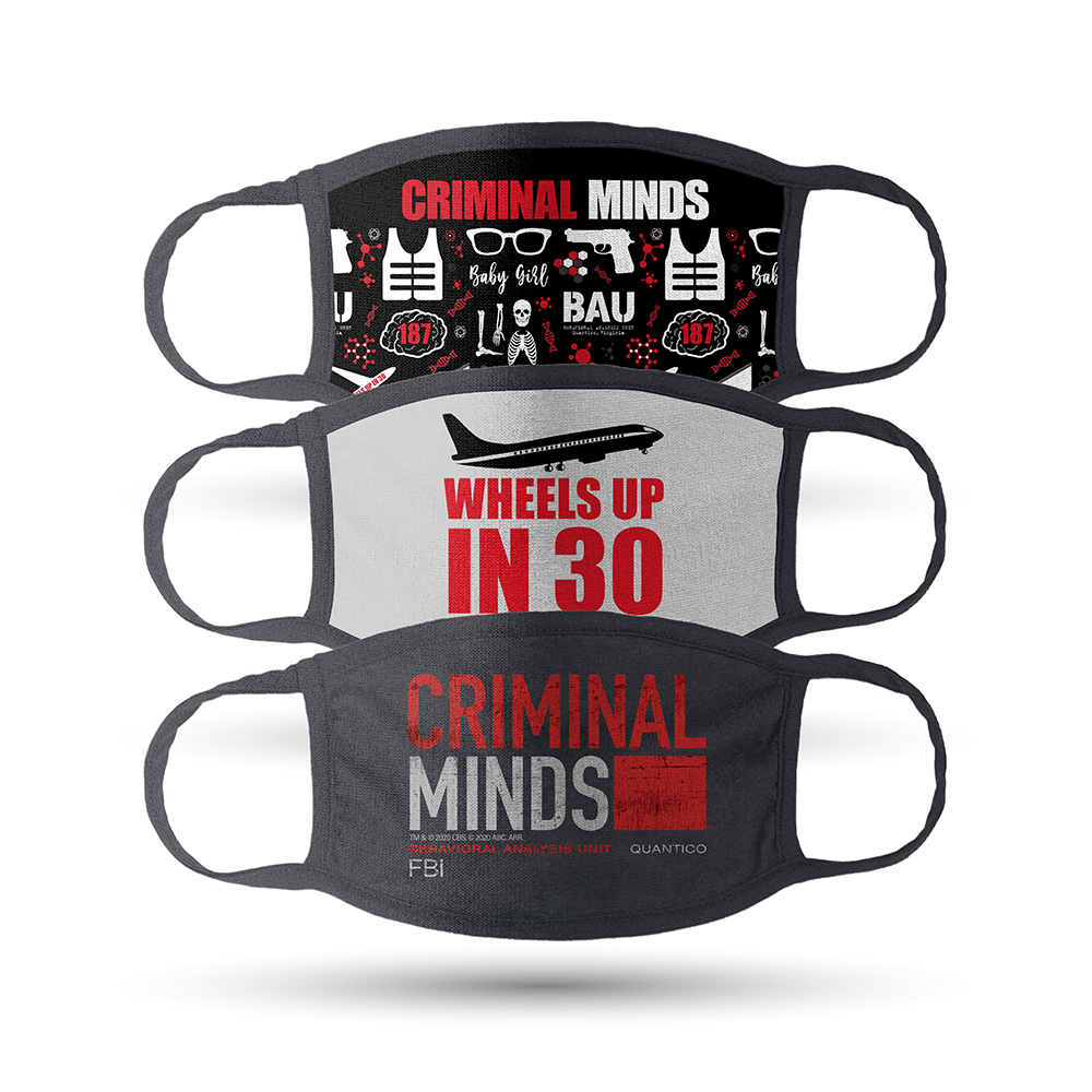 Criminal Minds Assorted Washable Face Masks- Pack of 3 | Official CBS Entertainment Store