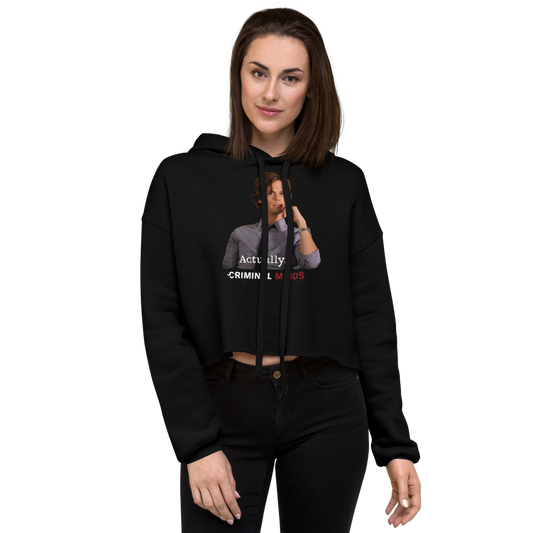 Criminal Minds Spencer Reid Actually... Women's Fleece Crop Hooded Sweatshirt | Official CBS Entertainment Store-0