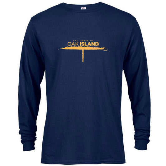 The Curse of Oak Island Logo Long Sleeve Navy T-Shirt-0