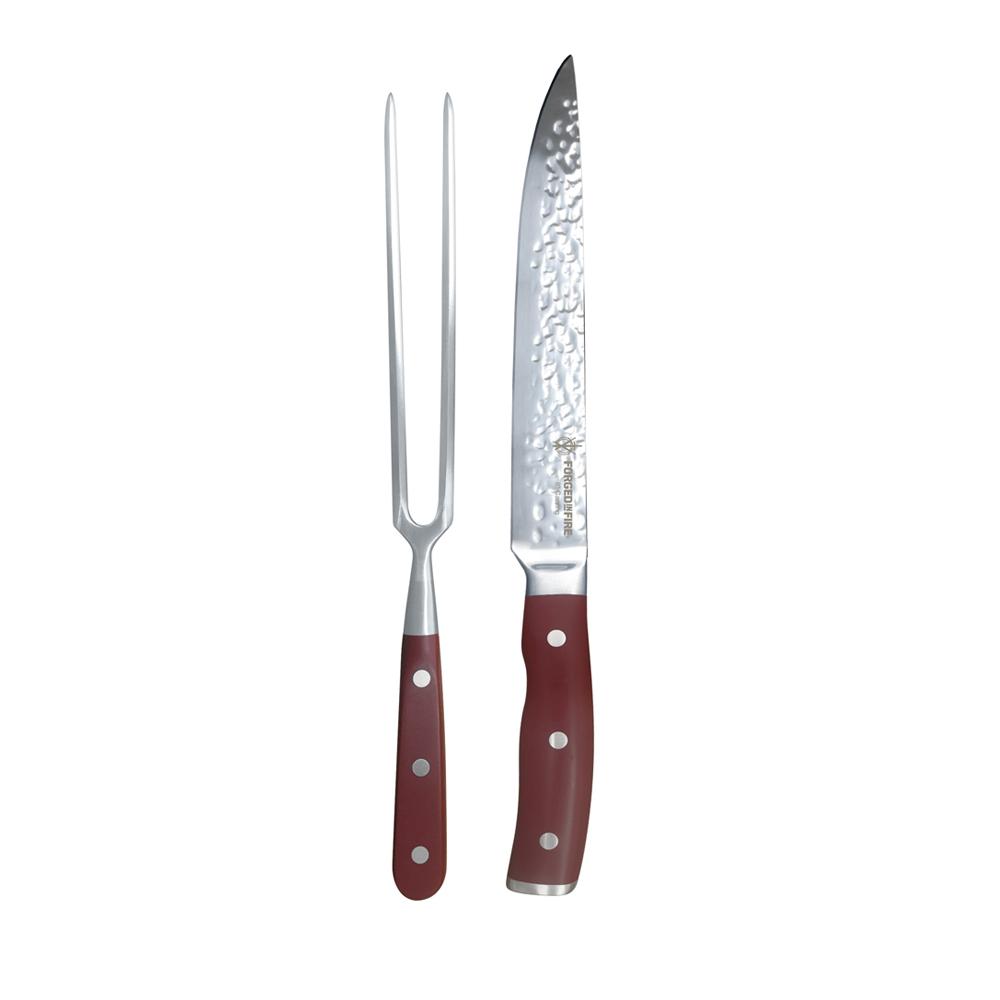 Forged in Fire 8 Inch Carving Knife and Fork 2 Piece Set